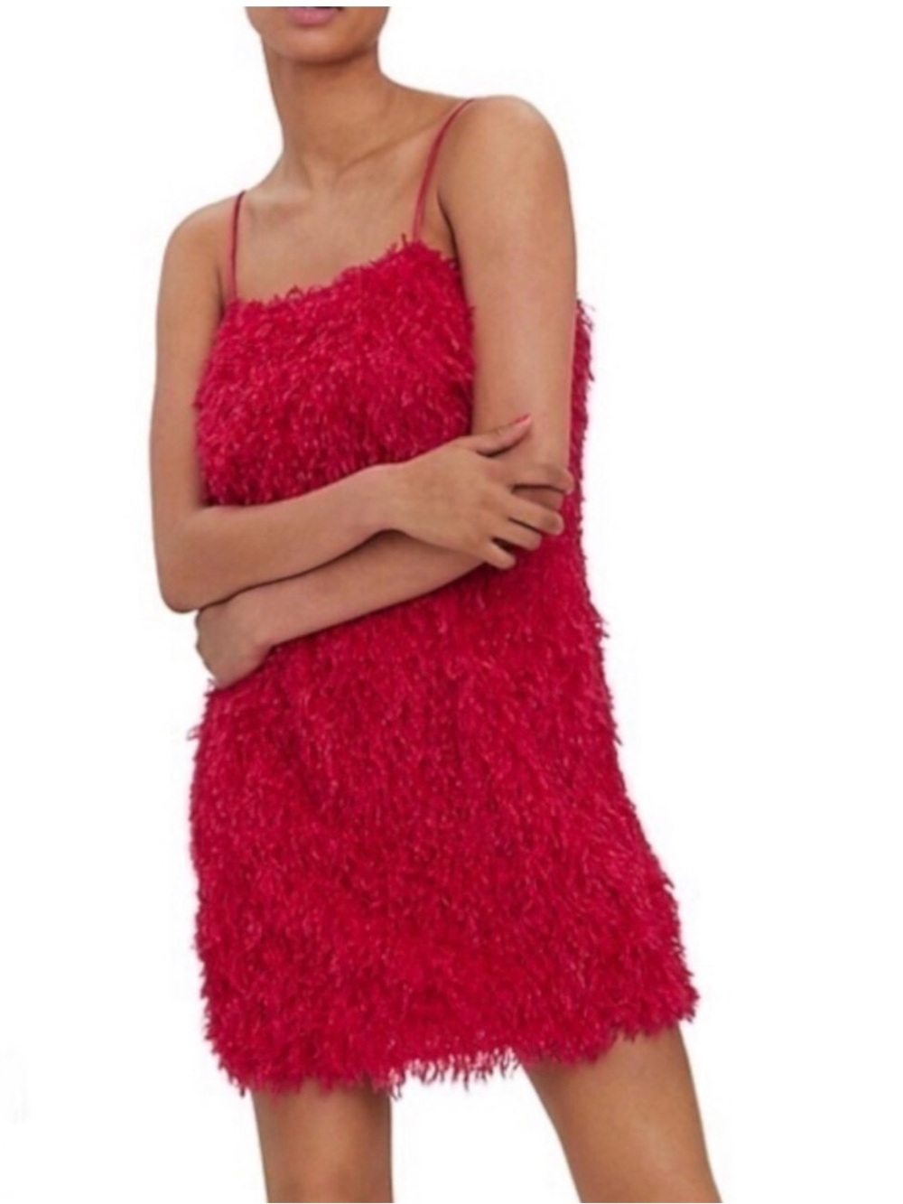 Vero Moda Kari fuzzy feather mini slip dress Medium Cocktail Nightclub Party
